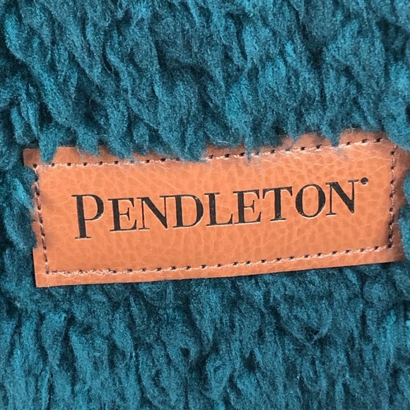 Pendleton Sherpa Fleece Blanket Evergreen Stripe Queen New 98 X 92 Inches Soft - Picture 7 of 12